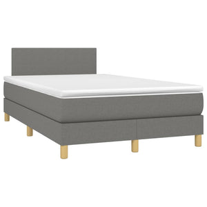 Letto a Molle Materasso e LED Grigio Scuro 120x200cm in Tessuto 3133542