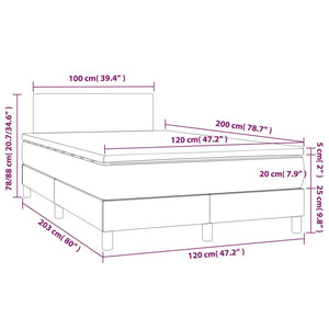 Letto a Molle Materasso e LED Grigio Scuro 120x200cm in Tessuto cod mxl 59987