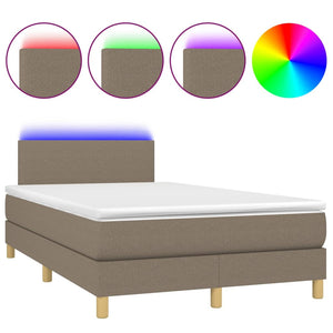 Letto a Molle con Materasso e LED Tortora 120x200cm in Tessuto cod mxl 55825