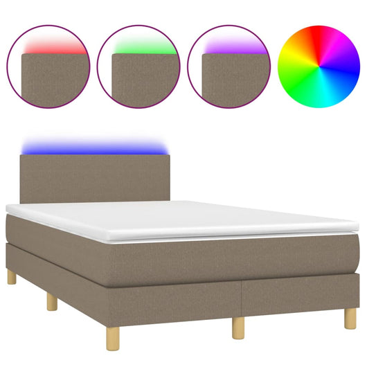 Letto a Molle con Materasso e LED Tortora 120x200cm in Tessuto cod mxl 55825