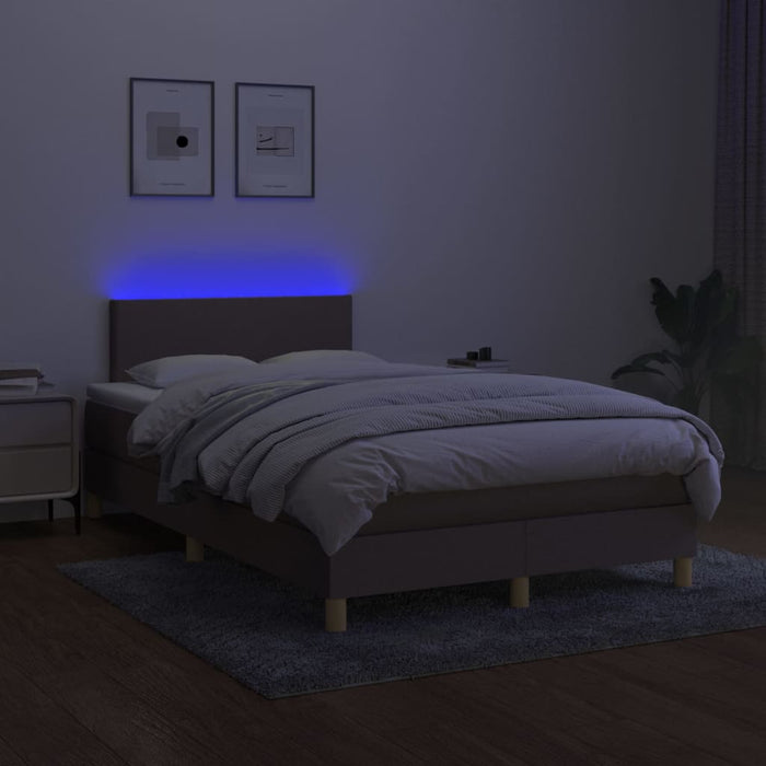 Letto a Molle con Materasso e LED Tortora 120x200cm in Tessuto cod mxl 55825