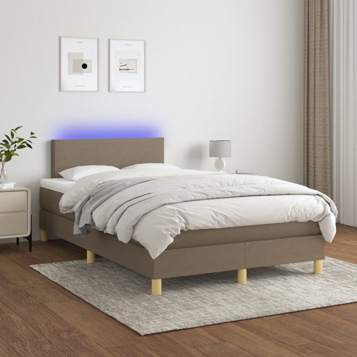 Letto a Molle con Materasso e LED Tortora 120x200cm in Tessuto cod mxl 55825