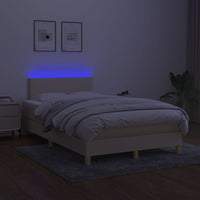 Letto a Molle con Materasso e LED Crema 120x200cm in Tessuto cod mxl 61076