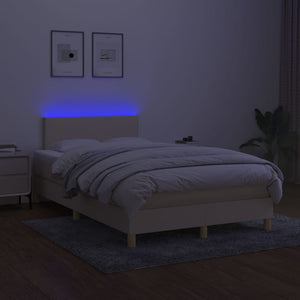 Letto a Molle con Materasso e LED Crema 120x200cm in Tessuto 3133546