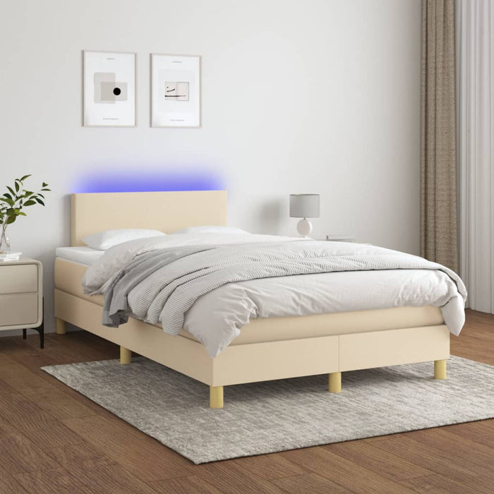 Letto a Molle con Materasso e LED Crema 120x200cm in Tessuto cod mxl 61076