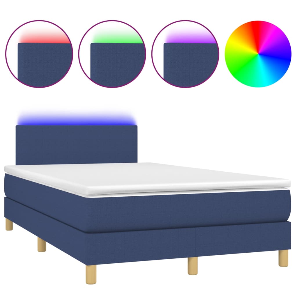 Letto a Molle con Materasso e LED Blu 120x200cm in Tessuto cod mxl 64230