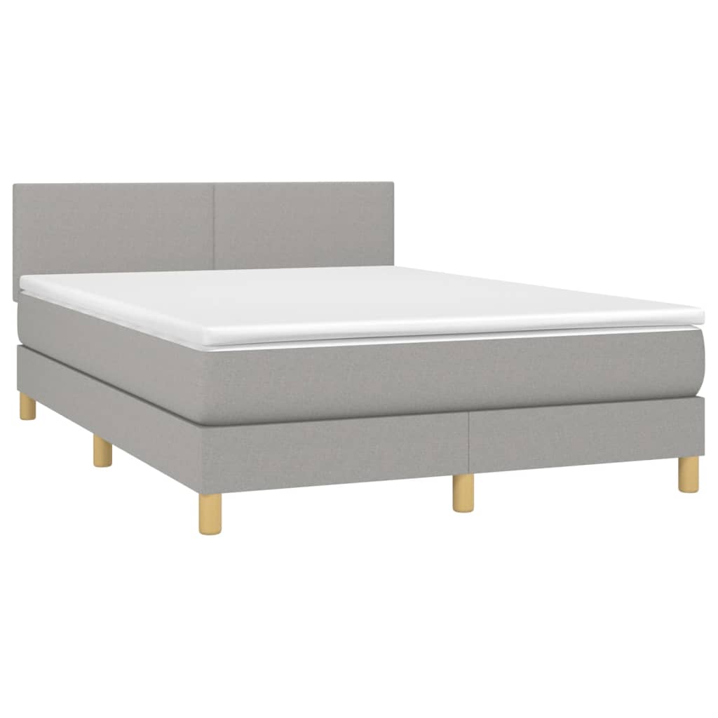 Letto a Molle Materasso e LED Grigio Chiaro 140x190 cm Tessuto 3133549