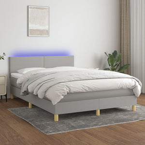 Letto a Molle Materasso e LED Grigio Chiaro 140x190 cm Tessuto 3133549