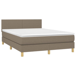 Letto a Molle con Materasso e LED Tortora 140x190 cm in Tessuto 3133553