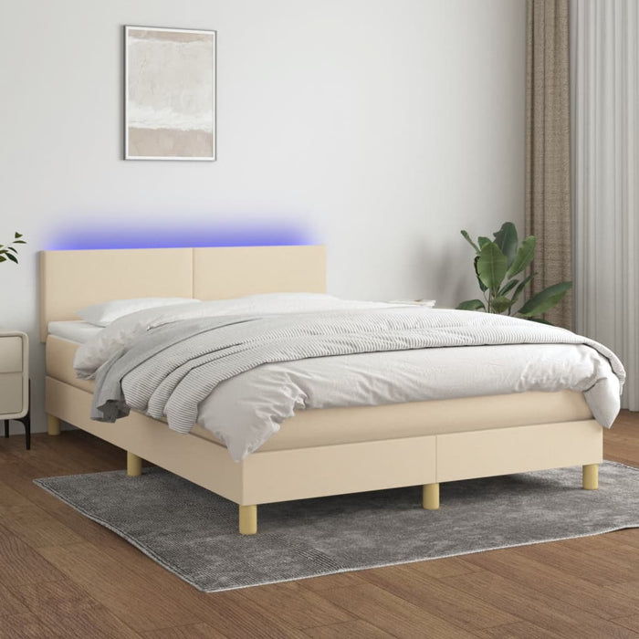 Letto a Molle con Materasso e LED Crema 140x190 cm in Tessutocod mxl 74811