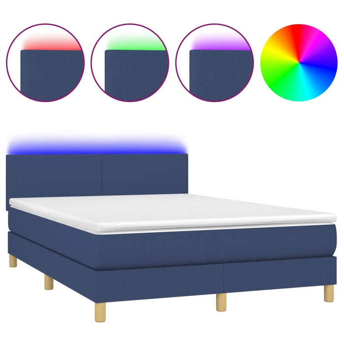 Letto a Molle con Materasso e LED Blu 140x190 cm in Tessutocod mxl 98812