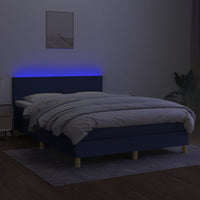 Letto a Molle con Materasso e LED Blu 140x190 cm in Tessuto 3133555