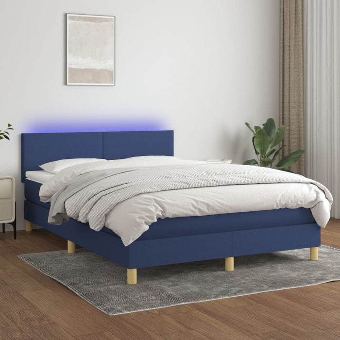 Letto a Molle con Materasso e LED Blu 140x190 cm in Tessutocod mxl 98812