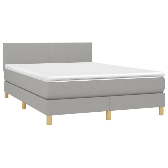 Letto a Molle Materasso e LED Grigio Chiaro 140x200 cm Tessutocod mxl 98815