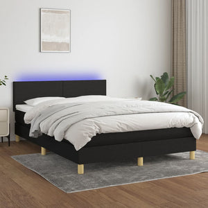 Letto a Molle con Materasso e LED Nero 140x200 cm in Tessutocod mxl 122737