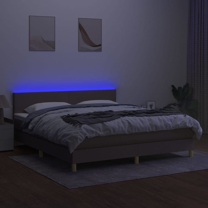 Letto a Molle con Materasso e LED Tortora 160x200 cm in Tessuto cod mxl 63692