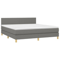 Letto a Molle Materasso e LED Grigio Scuro 180x200cm in Tessuto 3133574