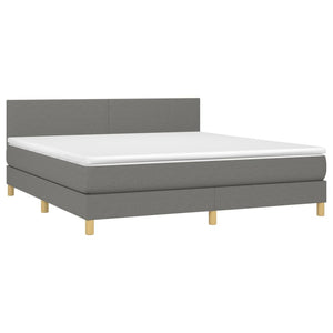 Letto a Molle Materasso e LED Grigio Scuro 180x200cm in Tessuto 3133574