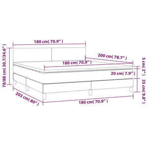 Letto a Molle Materasso e LED Grigio Scuro 180x200cm in Tessuto 3133574