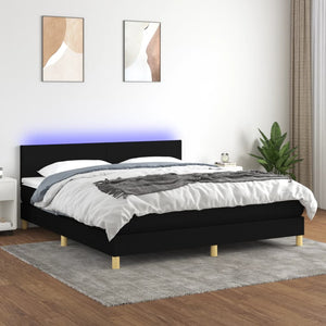 Letto a Molle con Materasso e LED Nero 180x200cm in Tessuto 3133575