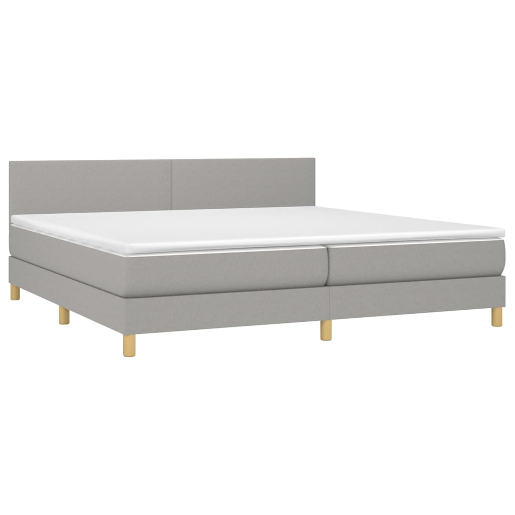 Letto a Molle Materasso e LED Grigio Chiaro 200x200 cm Tessuto cod mxl 63372