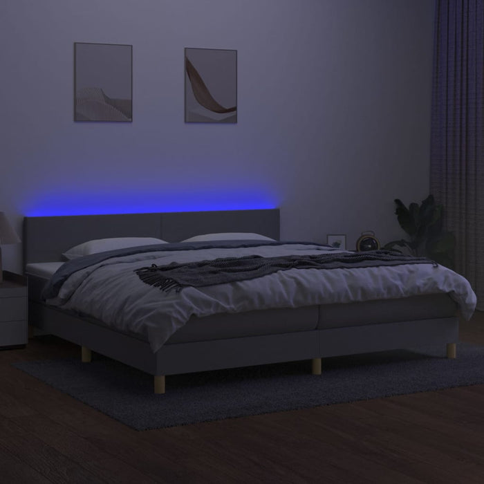 Letto a Molle Materasso e LED Grigio Chiaro 200x200 cm Tessuto cod mxl 63372