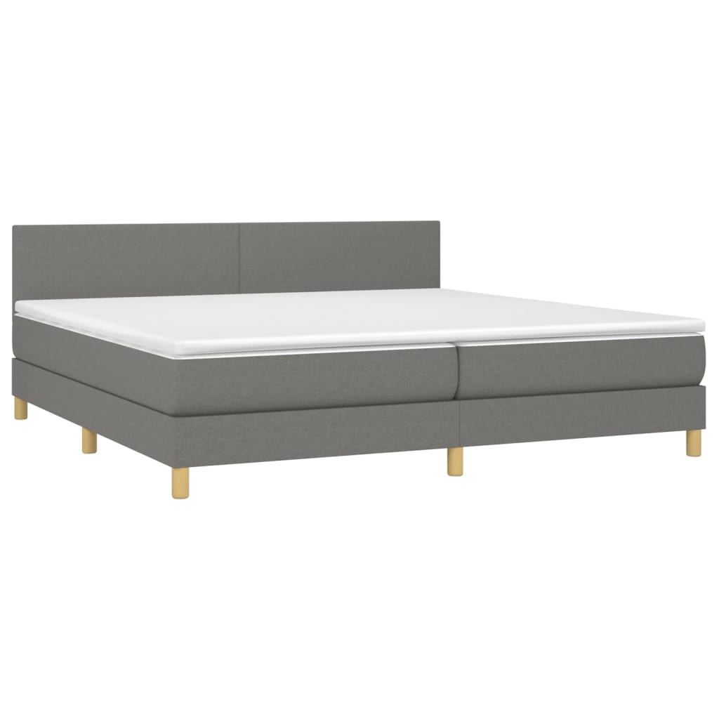 Letto a Molle Materasso e LED Grigio Scuro 200x200cm in Tessuto cod mxl 59999