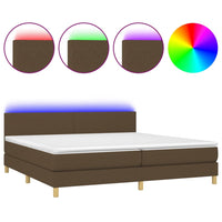 Letto a Molle Materasso e LED Marronescuro 200x200cm in Tessuto 3133584