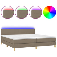 Letto a Molle Materasso e LED tortora 200x200cm in Tessuto 3133585