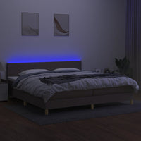 Letto a Molle Materasso e LED tortora 200x200cm in Tessuto 3133585