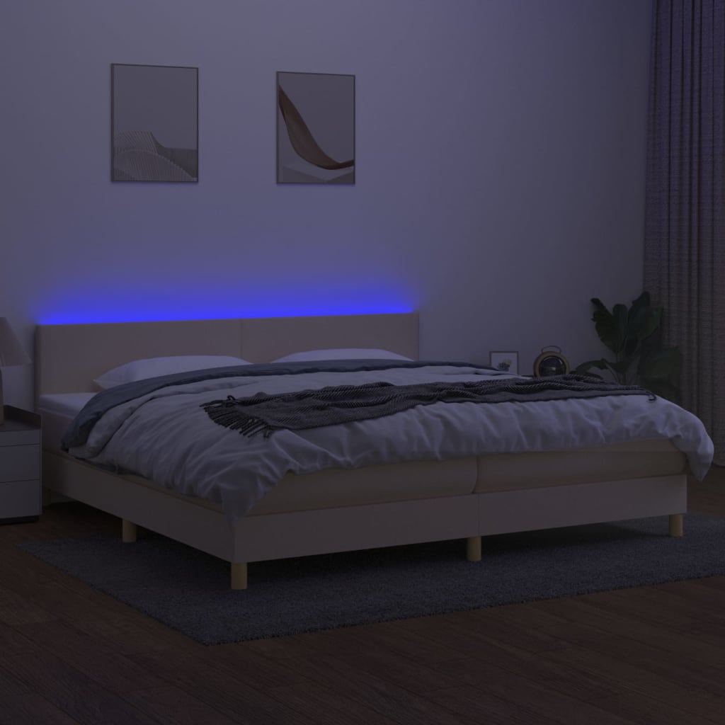 Letto a Molle Materasso e LED bianco 200x200cm in Tessuto cod mxl 54460