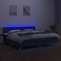 Letto a Molle Materasso e LED Blu 200x200cm in Tessuto cod mxl 64992