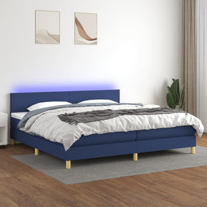 Letto a Molle Materasso e LED Blu 200x200cm in Tessuto cod mxl 64992