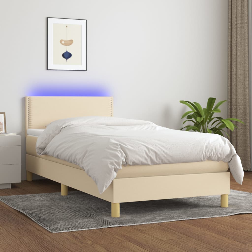 Letto a Molle con Materasso e LED Crema 80x200 cm in Tessuto cod mxl 54392