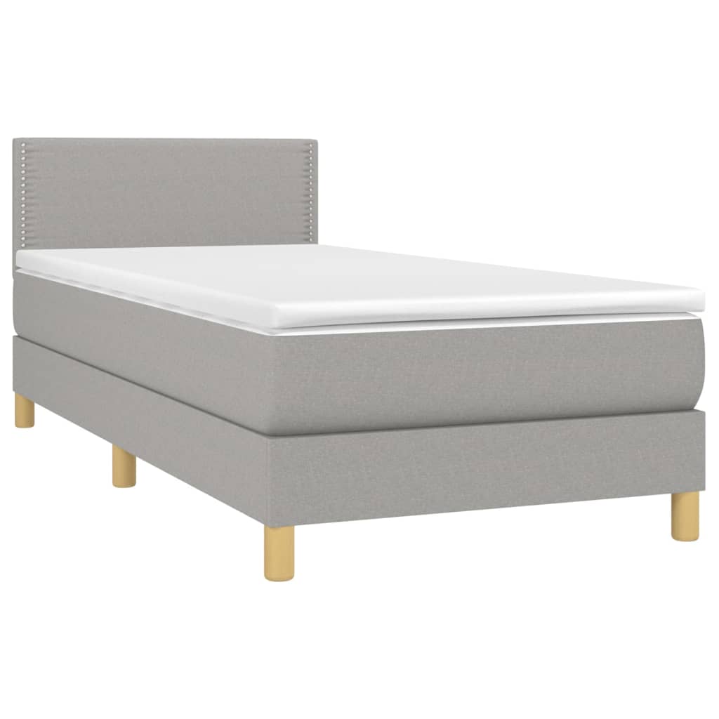 Letto a Molle Materasso e LED Grigio Chiaro 90x190 cm Tessutocod mxl 98821