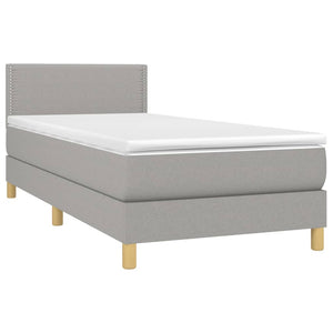 Letto a Molle Materasso e LED Grigio Chiaro 90x190 cm Tessutocod mxl 98821