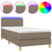 Letto a Molle con Materasso e LED Tortora 90x190 cm in Tessuto 3133601