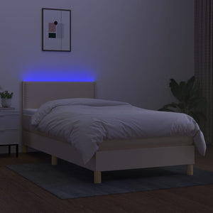 Letto a Molle con Materasso e LED Crema 90x200 cm in Tessuto cod mxl 65088