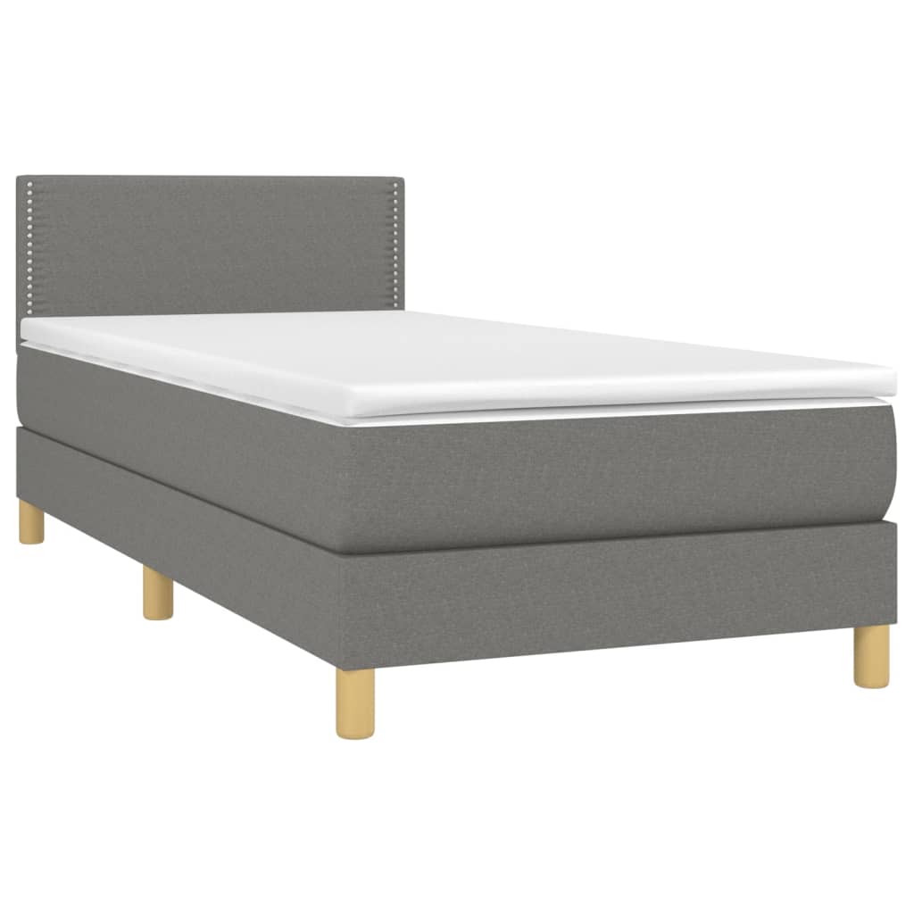 Letto a Molle Materasso e LED Grigio Scuro 100x200cm in Tessutocod mxl 122749