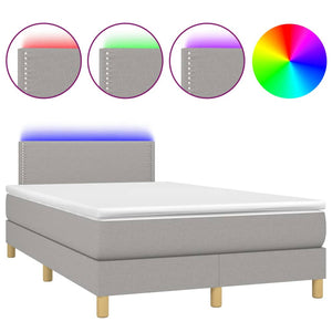 Letto a Molle Materasso e LED Grigio Chiaro 120x200 cm Tessuto cod mxl 55946