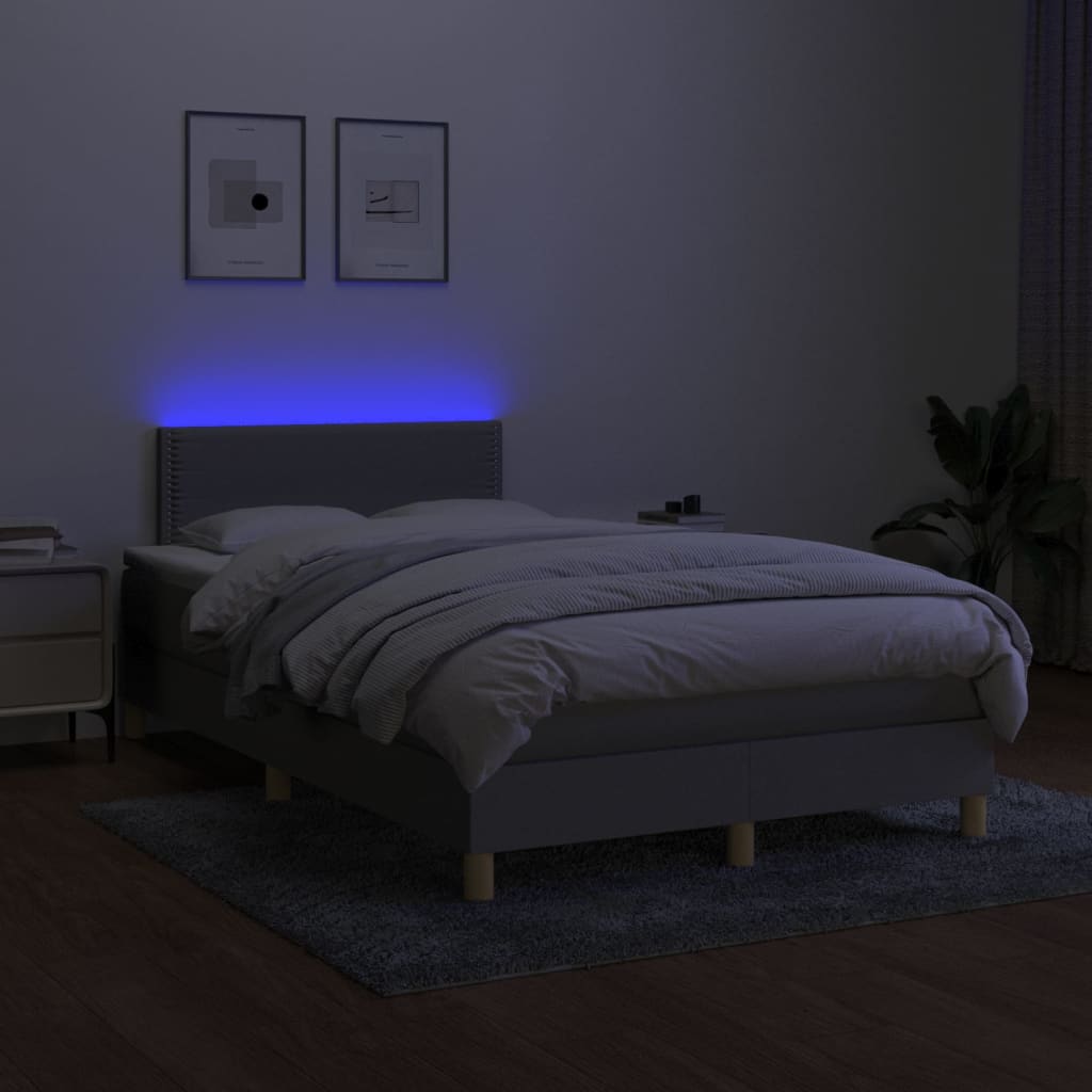 Letto a Molle Materasso e LED Grigio Chiaro 120x200 cm Tessuto cod mxl 55946