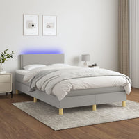 Letto a Molle Materasso e LED Grigio Chiaro 120x200 cm Tessuto 3133621