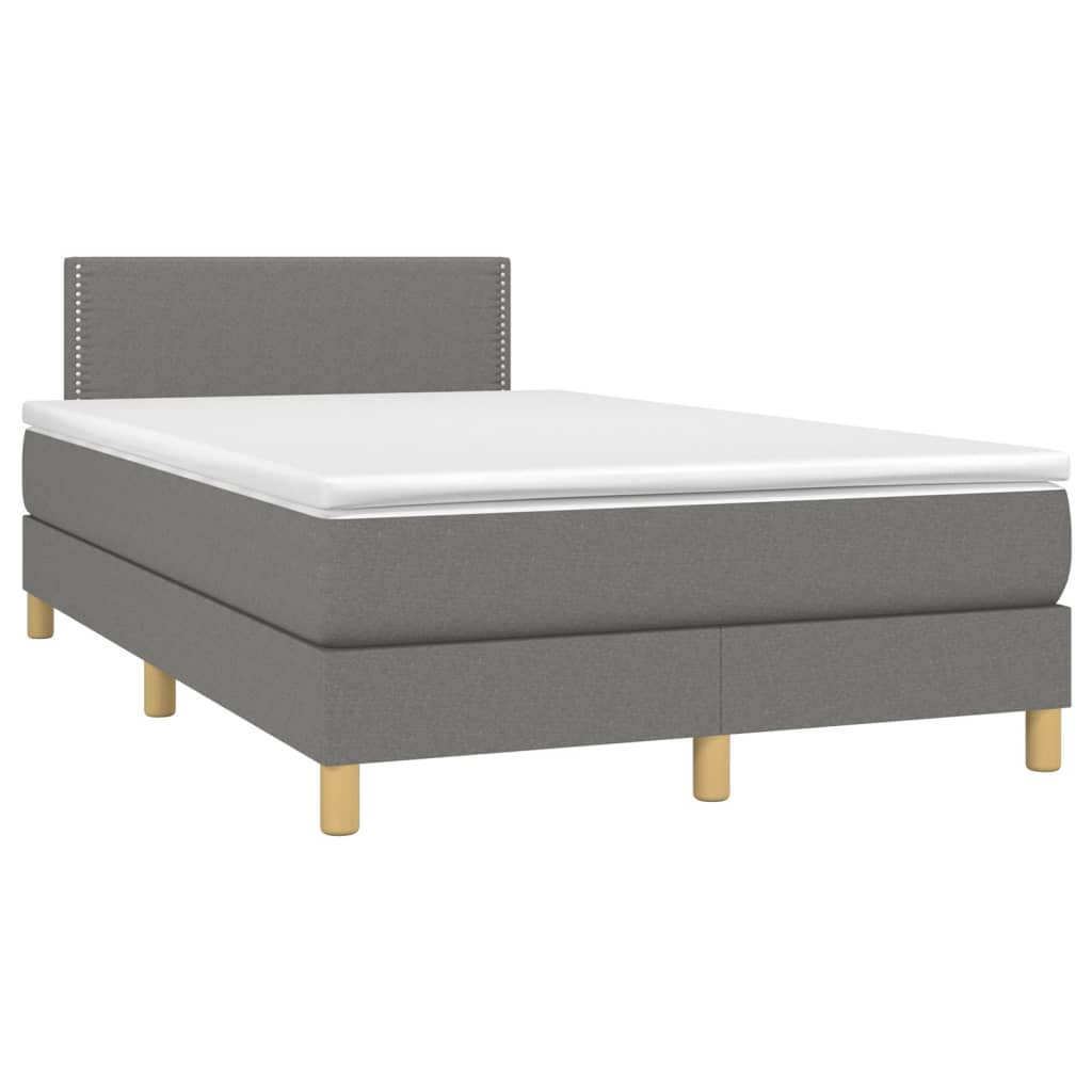 Letto a Molle Materasso e LED Grigio Scuro 120x200cm in Tessuto cod mxl 54469