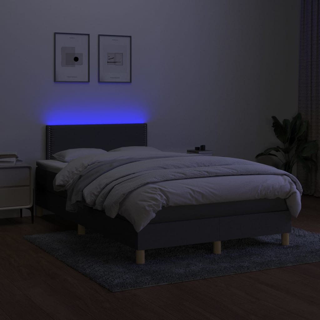 Letto a Molle Materasso e LED Grigio Scuro 120x200cm in Tessuto cod mxl 54469