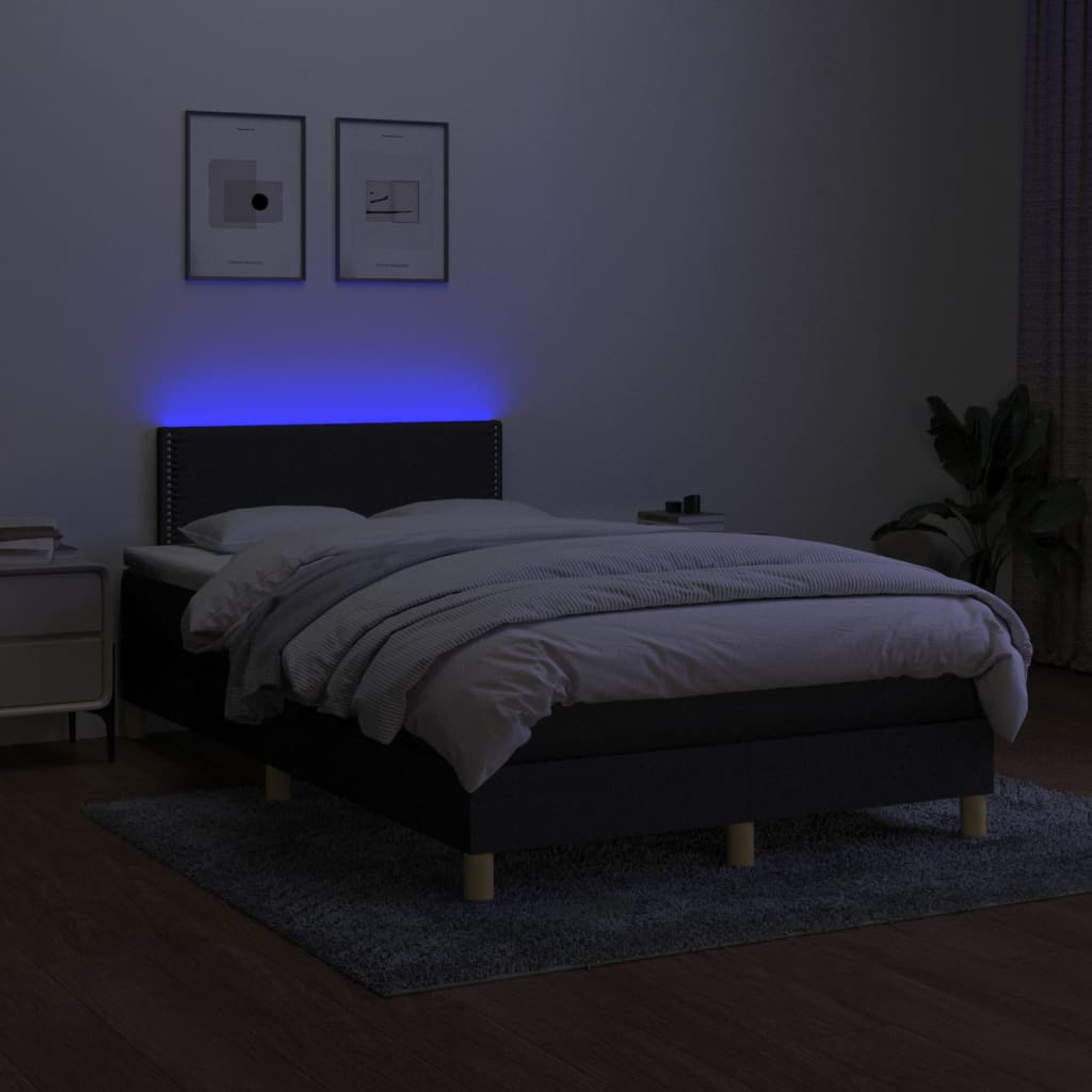 Letto a Molle con Materasso e LED Nero 120x200cm in Tessuto 3133623