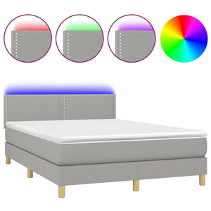 Letto a Molle Materasso e LED Grigio Chiaro 140x190 cm Tessuto 3133629