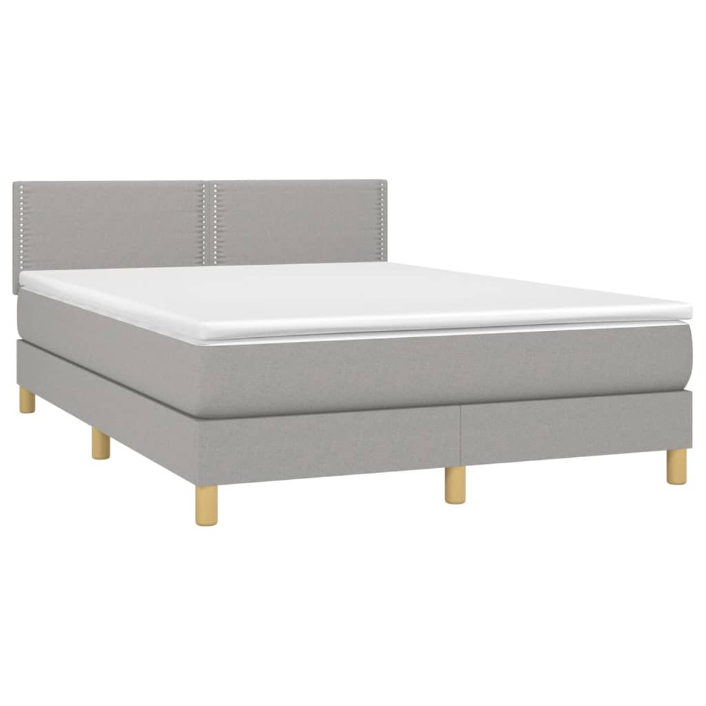 Letto a Molle Materasso e LED Grigio Chiaro 140x190 cm Tessuto 3133629