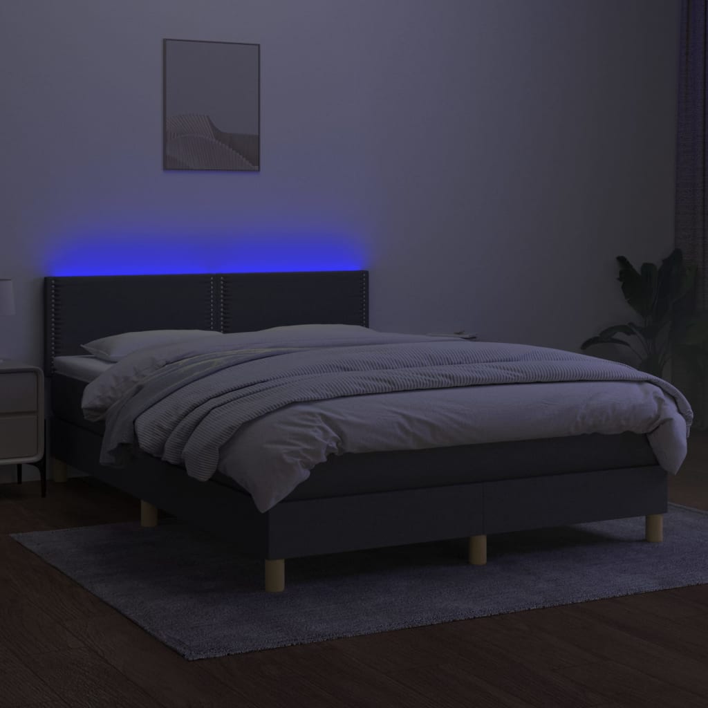 Letto a Molle Materasso e LED Grigio Scuro 140x190cm in Tessutocod mxl 98819