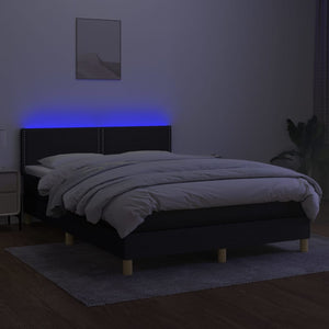 Letto a Molle con Materasso e LED Nero 140x190 cm in Tessuto 3133631