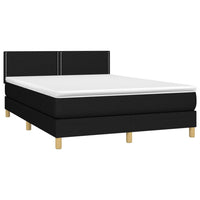 Letto a Molle con Materasso e LED Nero 140x190 cm in Tessuto 3133631